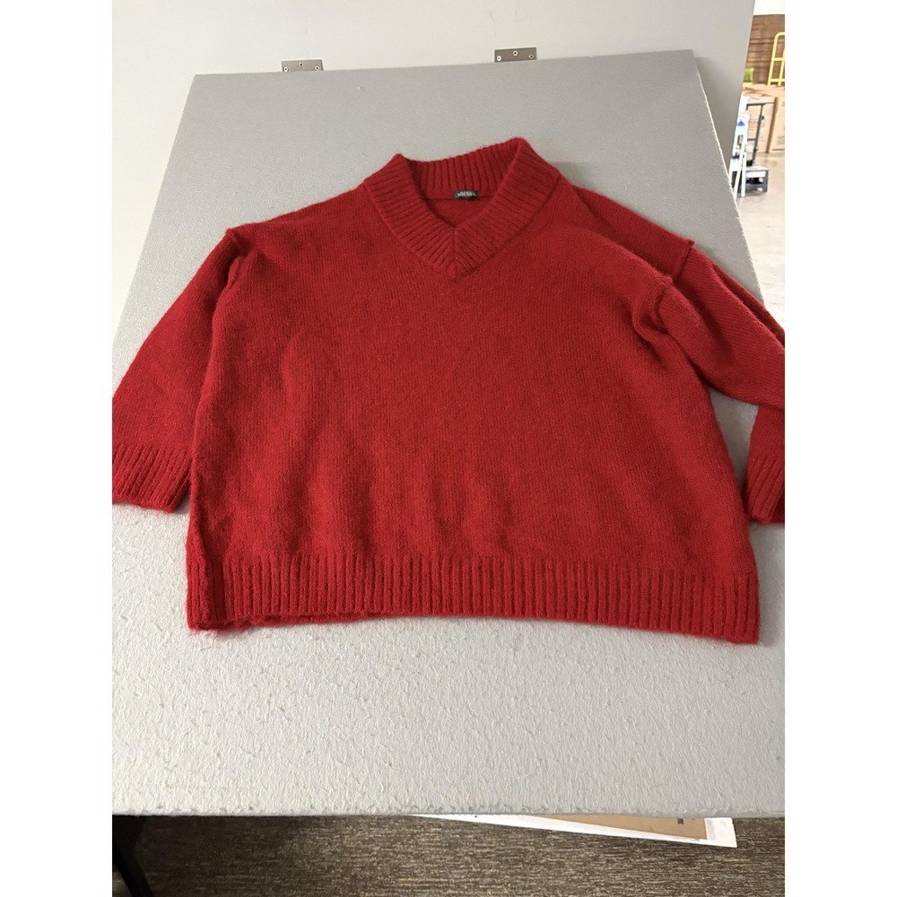 Wild Fable Sweater Womens XXL Red V Neck Pullover‎ Soft Fuzzy Knit Wool Blend